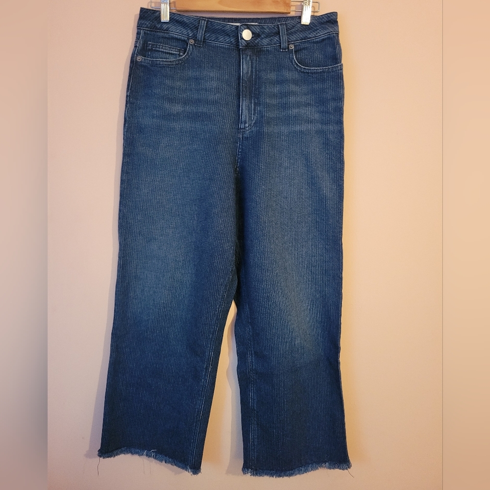 SALE!! ASOS Straight Leg Jeans With Frayed Hem, Slight Stretch, Midrise, Size 12 - Picture 2 of 9